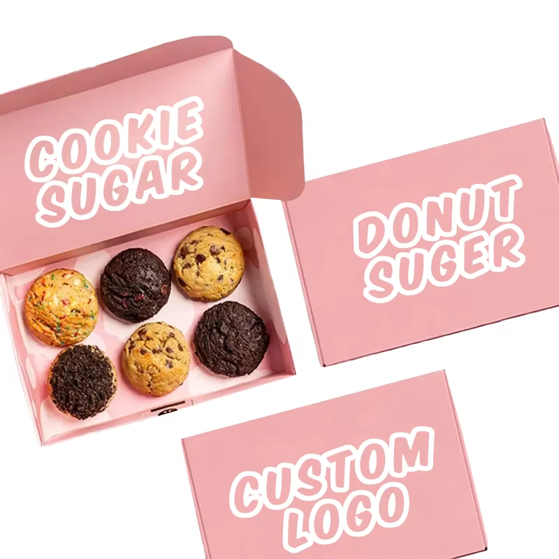 Custom Printed Eco-Friendly Corrugated Board Bakery Boxes Personalized Paper Packaging for Cake Cookie Bread & Donut Folder Type