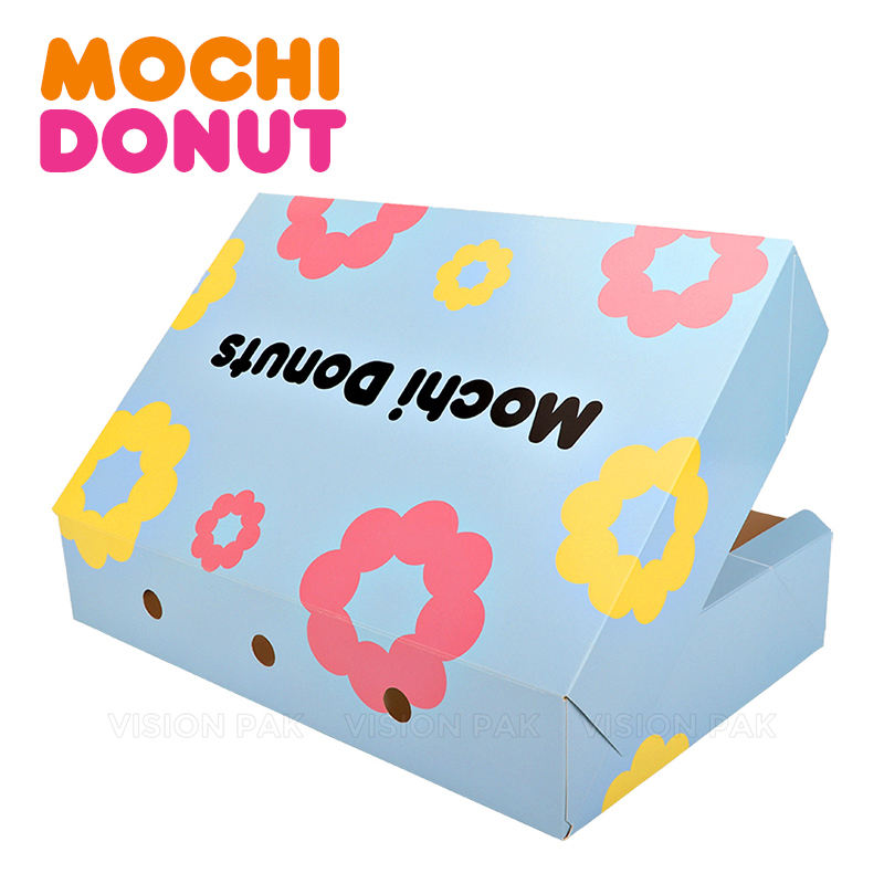 Wholesale Custom Logo Mochi Donuts Bakery Dessert 3 6 12 Donuts Food Packaging Sushi Doughnut Puff Sweet Cake Snack Paper Box
