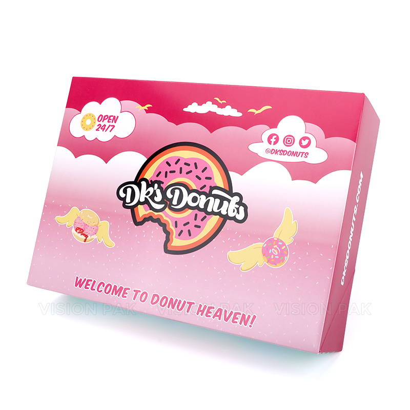 Custom Printed Folded Donut Voodoo Doughnut Sweet Boxes Takeaway Dessert Bakery Box