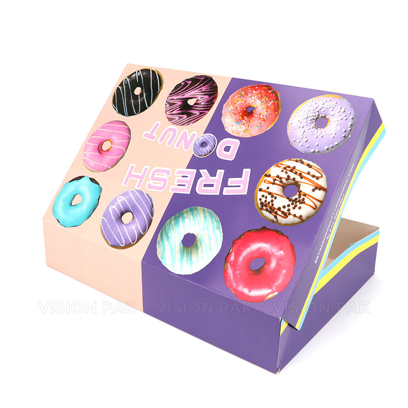 Eco-Friendly Matt Colorful Corrugated Mailer Paper Box for Cake Dessert Donuts Bread Cookie-Resin Coated Packaging