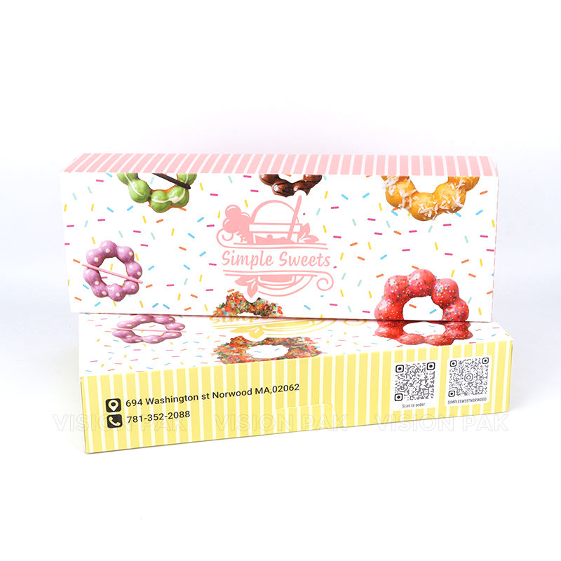 Custom Biodegradable Folding Paper Cardboard Packing Wholesale Cake Biscuit Cookie Donut Box Packaging