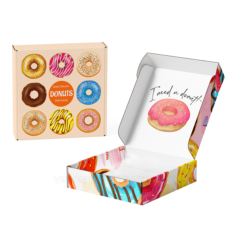Custom Logo Candy Jars Shipping Box Packages Postal Treat Packaging Gift Box Printed Corrugated Food Doughnut Boxes With Insert