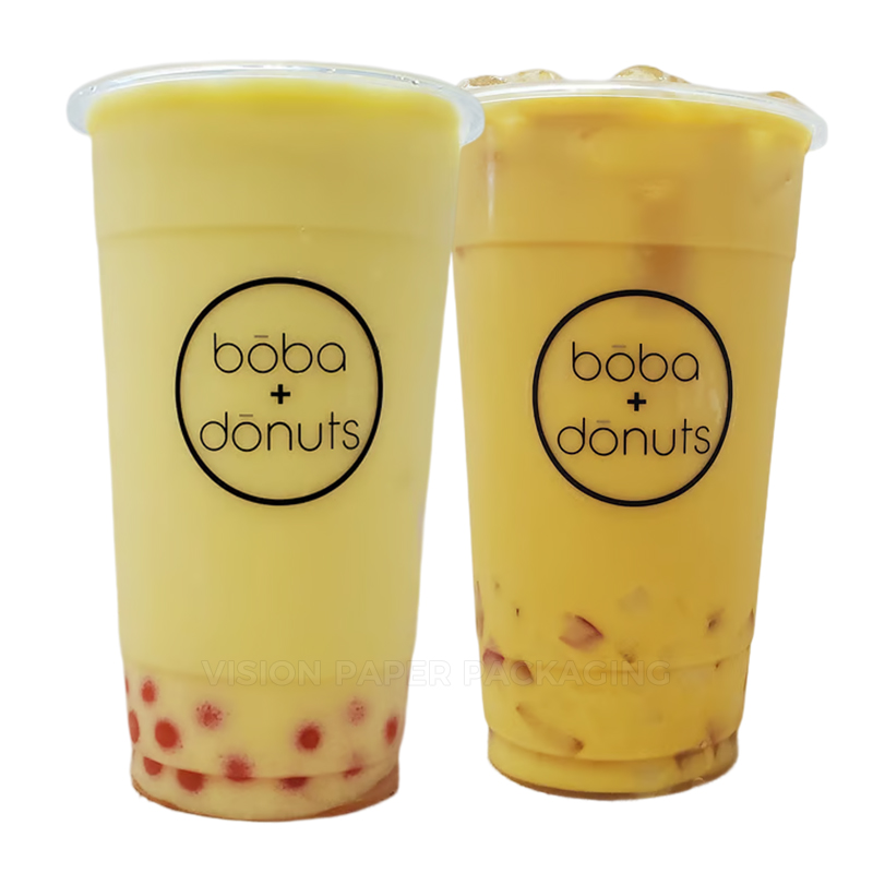 Custom Logo Design 360/500/700ml Hard PP Plastic Bubble Boba Milk Tea Juice Cups With Lids