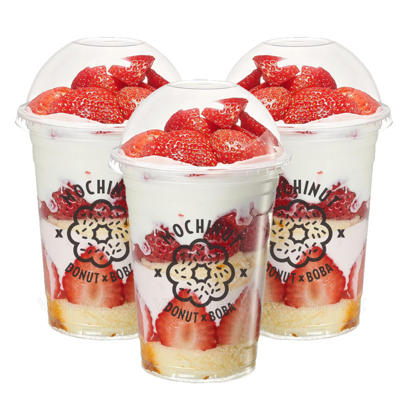 Hot Sale Wholesale Beverage Store Supplies Plastic Cup Flat Multiple Capacity Dome Lid Boba Milk Bubble Tea Plastic Cup