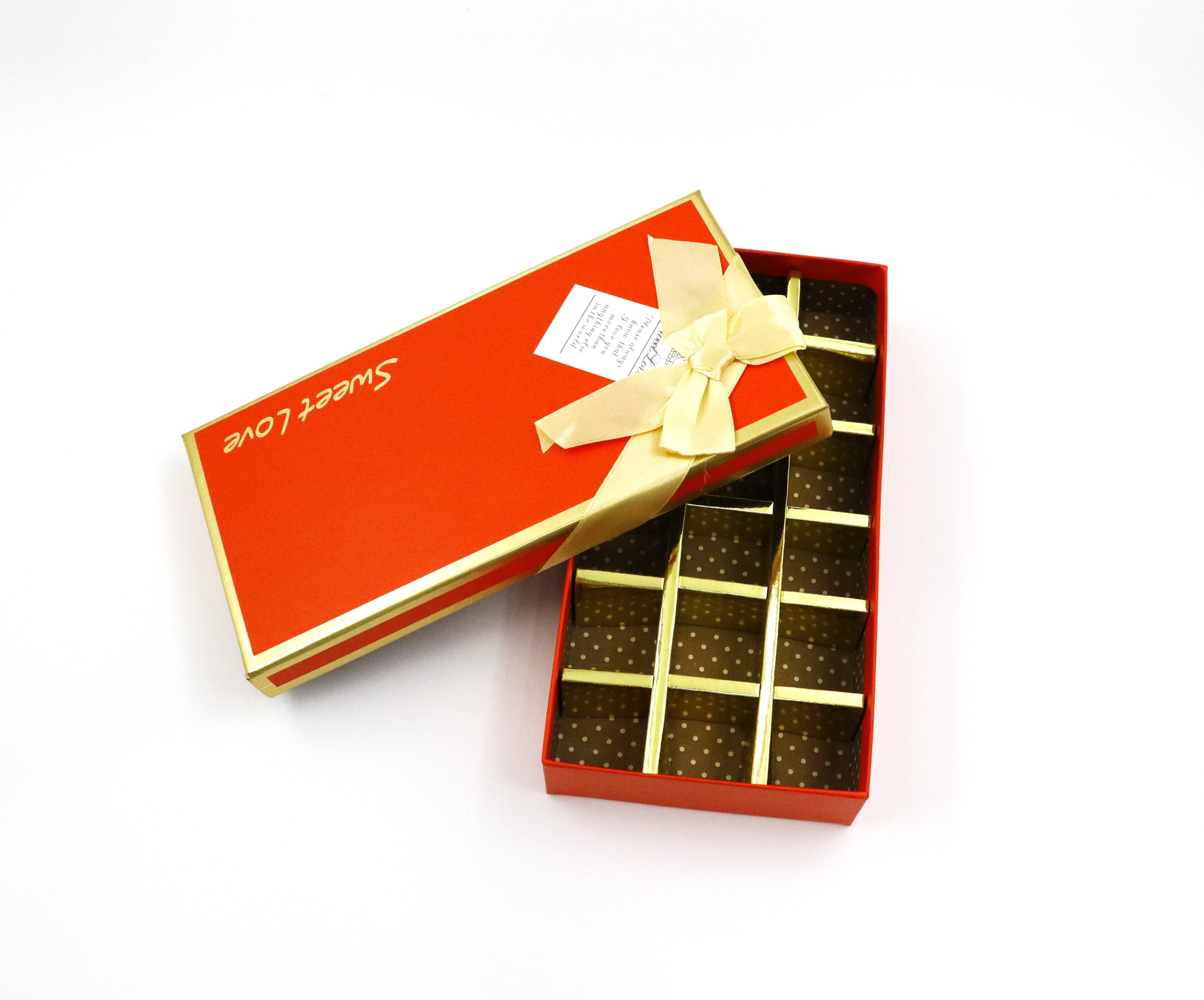 Custom Branded Chocolate Gift Box in Rich Brown, Premium Rigid Paper Packaging with Foil Stamping