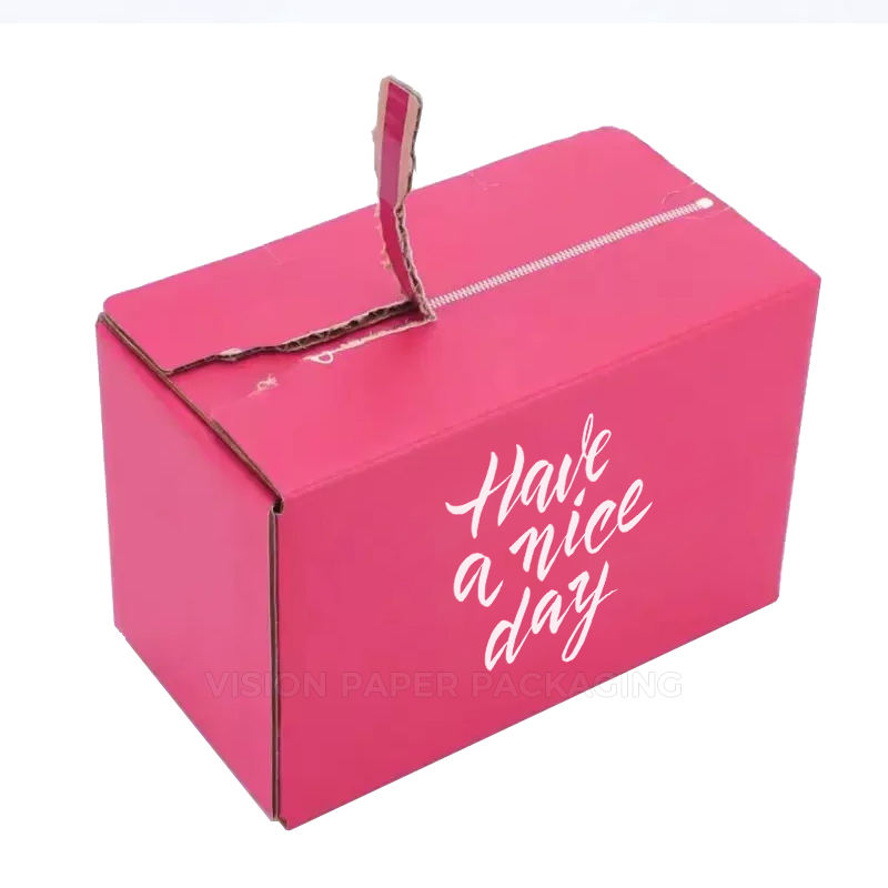 Custom Logo Design Printed Tear Off Strip Zipper Open Mailing Box Postal Zipper Adhesive Boxes