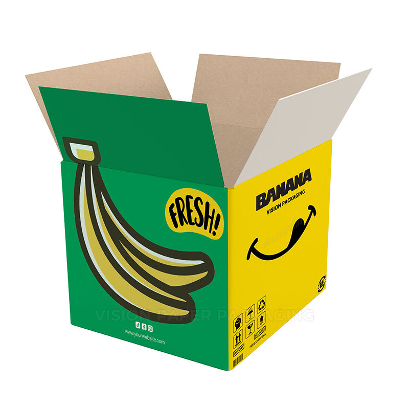 Custom Large Corrugated Paper Banana Carton Box UV Advantage With Foil Embossing Shape Size Customizable for Packaging Shipping