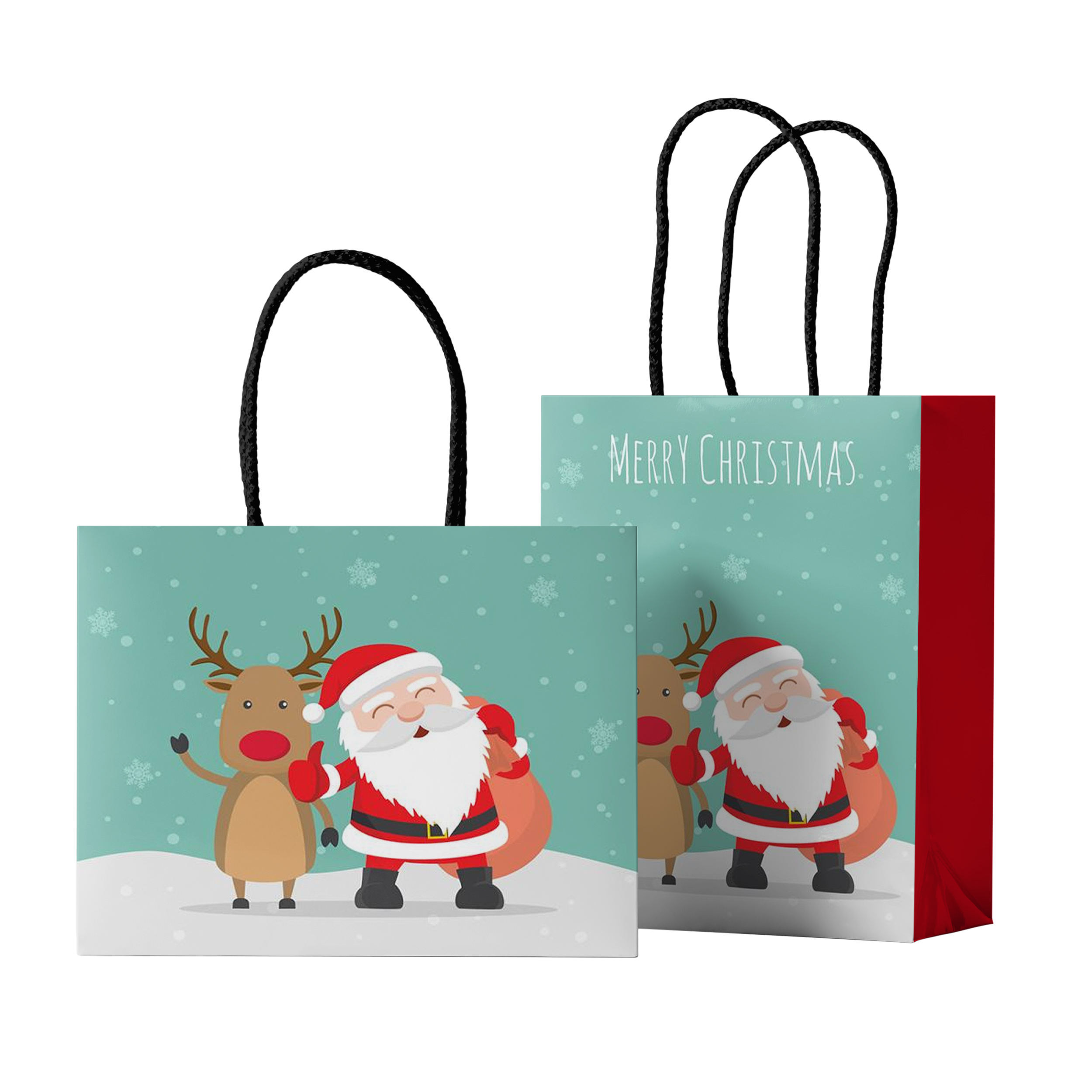 Wholesale Bulk Luxury Christmas Kraft Paper Gift Bags with Embossing-Custom Logo Recycled Materials Folders for Holiday